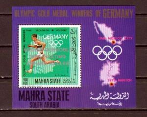 Aden-Mahra, Mi cat. 138, BL15. Skater o/p on German Olympic Winners s/sheet. ^