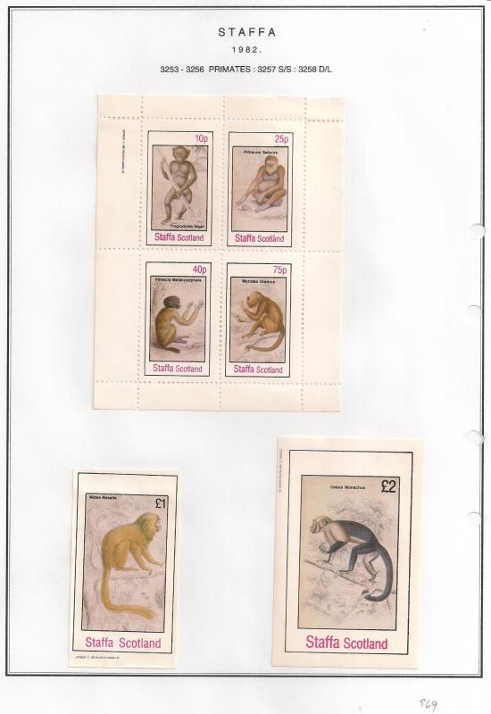 SCOTLAND - STAFFA - 1982 - Primates - Perf 4v, Souv, D/L Sheets - MLH