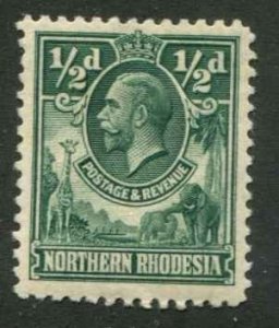 Northern Rhodesia SC# 1 KGV 1/2d MH SCV $1.75 MH