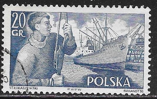Poland 721: 20g Dock worker and S.S.Pokoj (freighter), used, F-VF