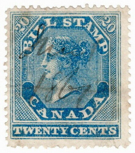 (I.B) Canada Revenue : Bill Stamp 20c (1864)