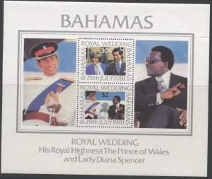 BAHAMAS Sc#491a 1981 Royal Wedding Souvenir Sheet OG Mint NH Small Tear