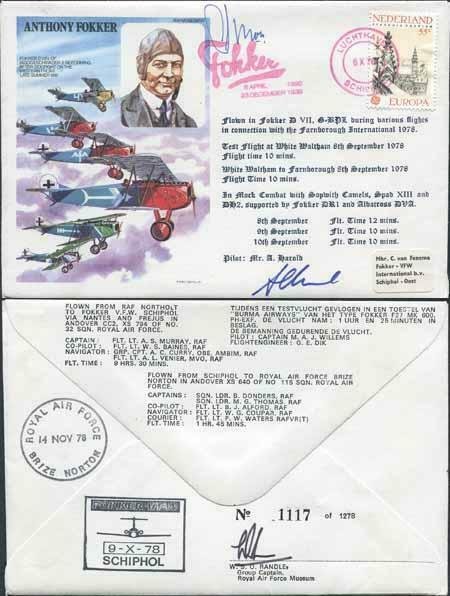 HASP4c Anthony Fokker Signed by Mr A. Harold and Capt. A.P. Moll