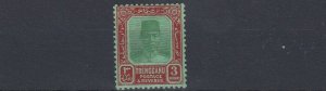 TRENGGANU  1938  S G 43A  $3 GREEN & BROWN RED/GREEN  MH  CAT £170 LIGHTLY TONED