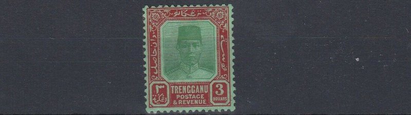 TRENGGANU  1938  S G 43A  $3 GREEN & BROWN RED/GREEN  MH  CAT £170 LIGHTLY TONED