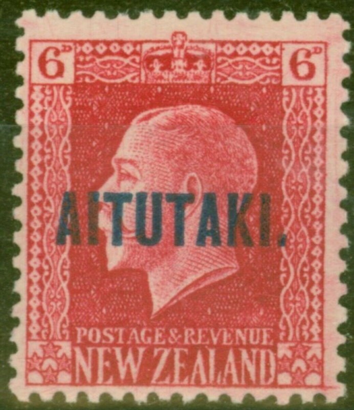 Aitutaki 1917 6d Carmine SG17 Fine Lightly Mtd Mint