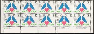 US 2440 Love Birds 25c plate block 10 LL U2222 MNH 1990