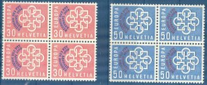 Switzerland 1959 Europa Cept Overprint Sc.376-377 Blocks of 4 MNH