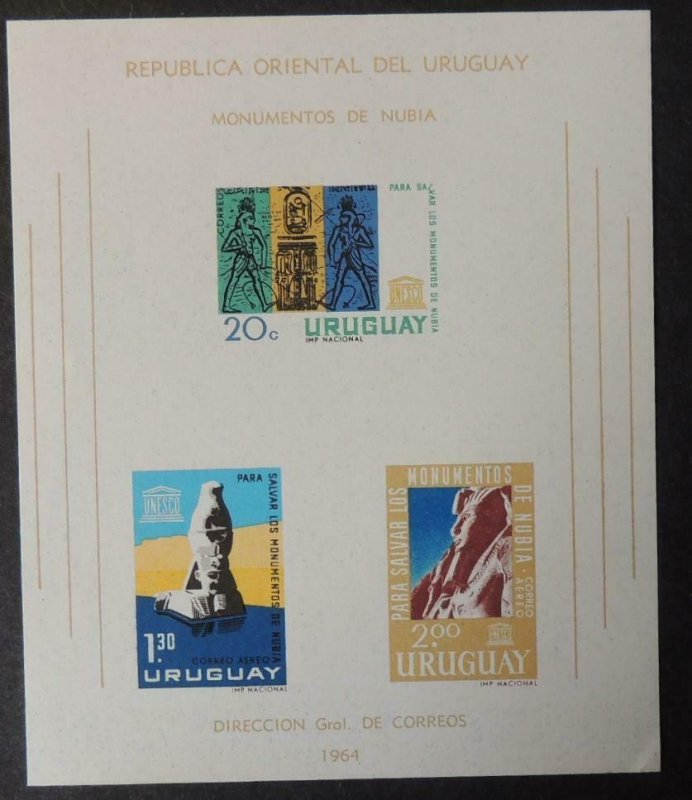 Uruguay 1964 UNESCO nubian monuments souvenir sheet mnh 