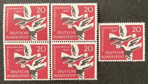 Germany 1957 #775, Wholesale Lot of 5, MNH, CV $3.75