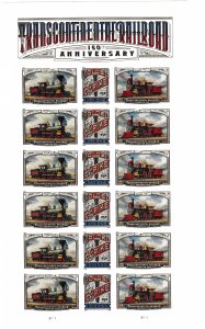 Sc5377   Transcontinental Railroad 150th Anniversary MNH Sheet. of 18