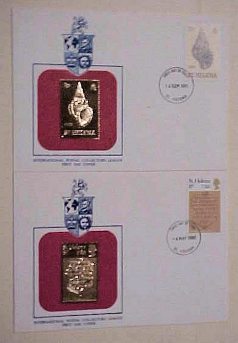 ST. HELENA 2 DIFF.  FDC GOLD FOIL  1980,1981 CACHET UNADDRESSED