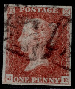 GB QV SG8, 1d red-brown PLATE 38, USED. Cat £100. BLACK MX JE