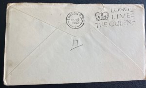 1953 Suva Fiji First Day Cover FDC Quantas Queen Elizabeth 2 Coronation