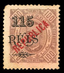 Portuguese Colonies, Angola #176 Cat$250, 1915 115r on 100r, unused without g...