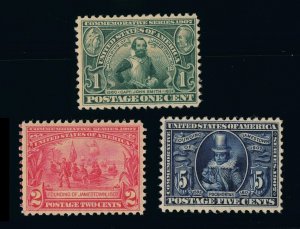 EXCEPTIONAL GENUINE SCOTT #328 #329 #330 MINT OG NH COMPLETE SET OF 3 STAMPS