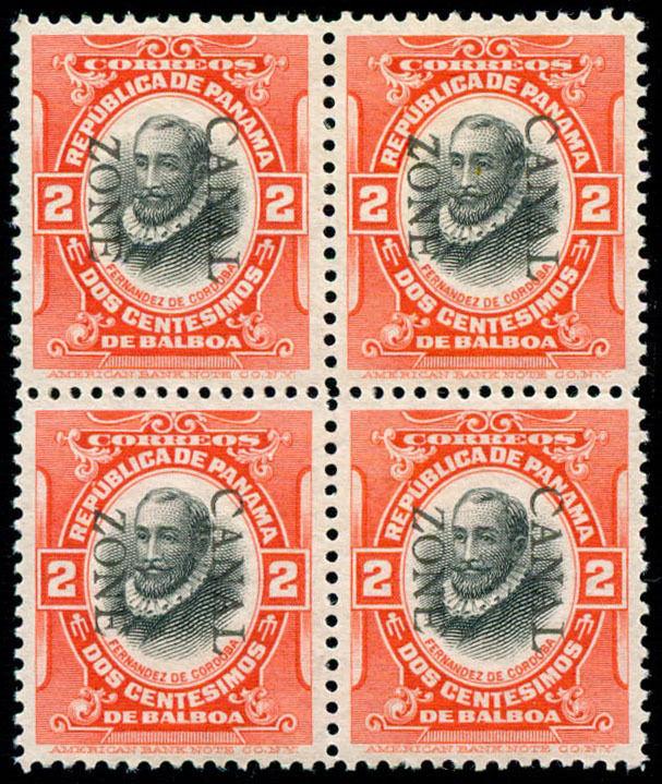 momen: Canal Zone Stamps #27 Block of 4 Mint OG GEM 