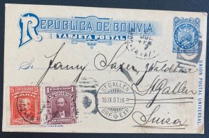 1907 La Paz Bolivia Postal Stationery Postcard Cover To St gallen Switzerland