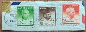 Canal Zone #136/137/140 Used 3 Single OP 1st Day of Issue PM L48