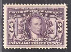 US Stamp#325 3c Violet Monroe MINT Hinged OG SCV $ $65.00 