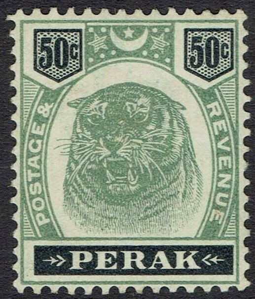 PERAK 1895 TIGER 50C BLACK AND GREEN 