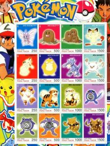 Complete 160 POKEMON Cinderella Stamps PARA TIMOR set of 10 Full Sheets 2001