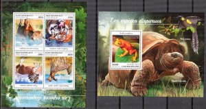 Central African Republic 2018 Endangered Animals Frogs Tigers sheet + S/S MNH
