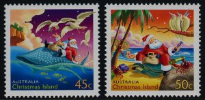 Christmas Island 443-4 MNH Christmas, Santa Claus, Whale Shark