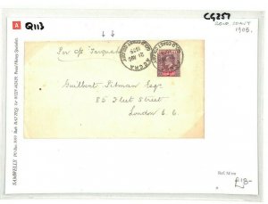 GOLD COAST Accra GB London *Per SS Tarquah* 1905 {samwells-covers} CG257