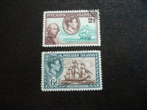 Stamps - Pitcain Islands - Scott# 4, 6 - Used Part Set of 2 Stamps