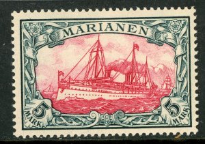 Mariana Islands 1901 Germany 5 Mark Unwatermarked Yacht Ship Sc #29 MNH E593