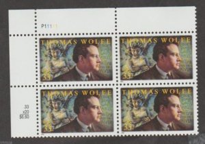 U.S. Scott #3444 Thomas Wolfe Stamp - Mint NH Plate Block