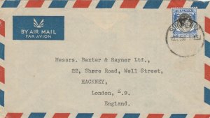 MALAYA 1950 Straits Settlements Singapore KGVI Airmail Cover to England M2602