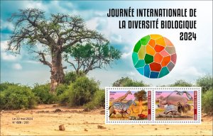 MALI 2024 M/S 2V FROG TURTLE MONKEY MUSHROOM HIPPOPOTAMUS OWL BAOBAB GIRAFFE MNH-