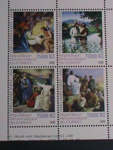 CONGO-1999 CHRISTMAS SHEET-THE STORY OF JESUS CHRIST-PAINTING MNH S/S VF