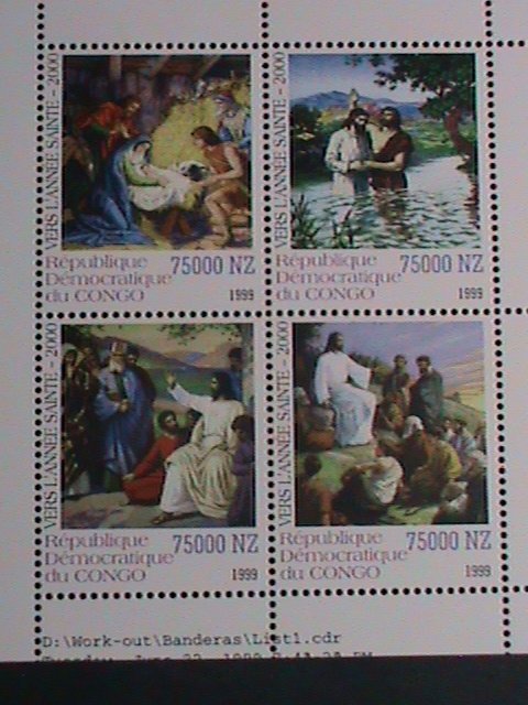 CONGO-1999 CHRISTMAS SHEET-THE STORY OF JESUS CHRIST-PAINTING MNH S/S VF