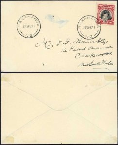 Cook Islands 1937 cover to Rarotonga RAKAHANGA N.Z. postmark