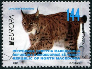 2021 Macedonia Wild Cat - Lynx - Europa (Scott 881) MNH