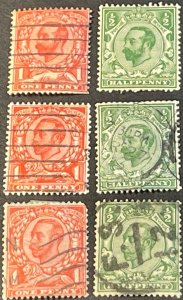 GREAT BRITAIN # 151-154 & 157-158-USED-----3 COMPLETE SETS-----1911-12
