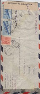 1944, New York, NY to Bombay, India, 10c Prexie, Censored, See Remark (C4313)