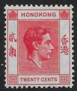 HONG KONG SG148 1948 20c SCARLET-VERMILION MTD MINT