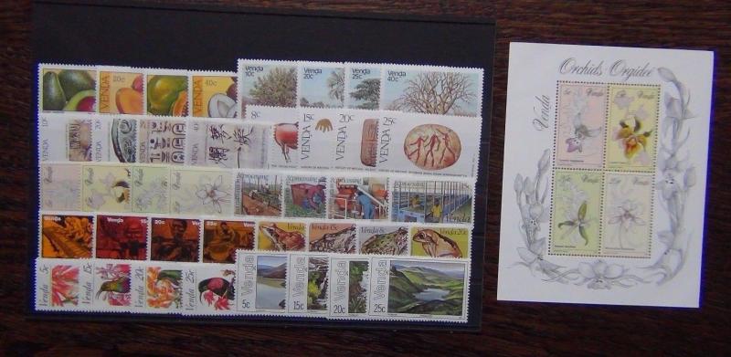 Venda 1980 1983 sets Orchids Trees Birds Frogs Lakes Music Tea Writing etc MNH