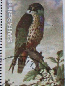 SCOTLAND-STAFFA STAMP-1977 WORLD ENDANGER BIRDS-OWLS CTO SHEET VERY FINE