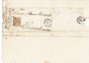 Spain 19th century imperf stamp cover  Ref: 8254