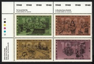 WAR WWII HISTORY 1940 = Canada 1990 #1301a MNH UL BLOCK of 4