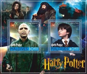 Stamps.Art. Cinema. Harry Potter 2021 year 1+1 sheets perforated Maldivies