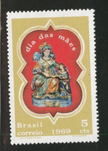 Brazil Scott 1122 No Gum As Issued St. Anne statue 1969 Mothers Day stamp
