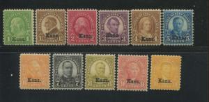 1929 Kansas Overprints  #658-668 Mint Lightly Hinged Very Fine Original Gum