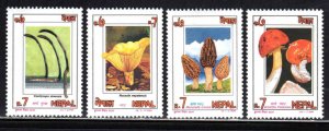 Nepal # 553-56 ~ Cplt Set of 4 ~ Mushrooms ~ Mint, NH