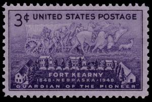 1948 3c Fort Kearny, Nebraska, 100th Anniversary Scott 970 Mint F/VF NH